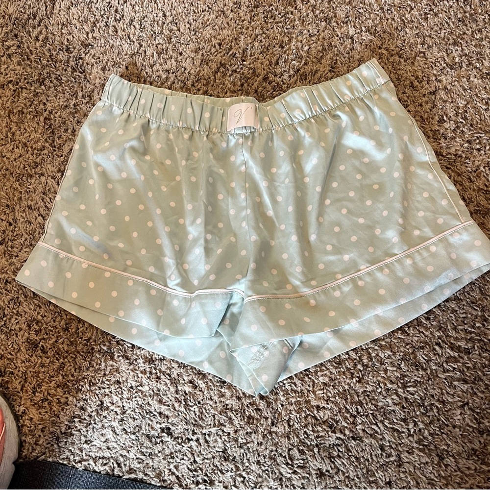 Victorias Secret Satin Cami Sleepwear Lounge Mint With White Polka Dots medium